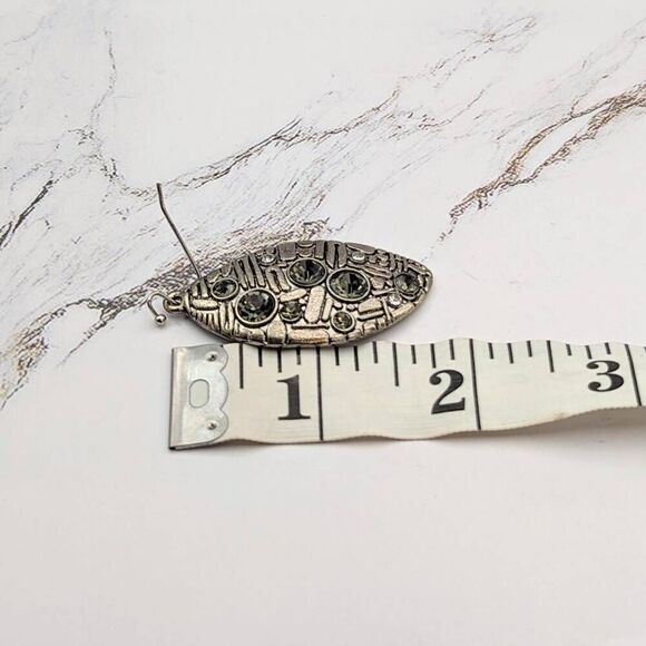 2/$21 Black Gold Dangle Earrings with Stones - Picture 3 of 8